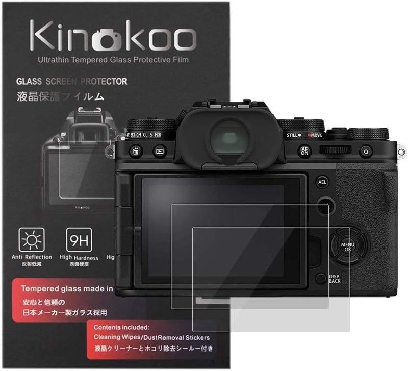kinokoo Screen Protector for FUJIFILM XT4 camera, 0.25mm 9H Hardness Tempered Glass Film for Fuji X-T4 camera - Bubble Free& Anti-Scratch&Anti-Finger Print (2 Pack) - Image 1